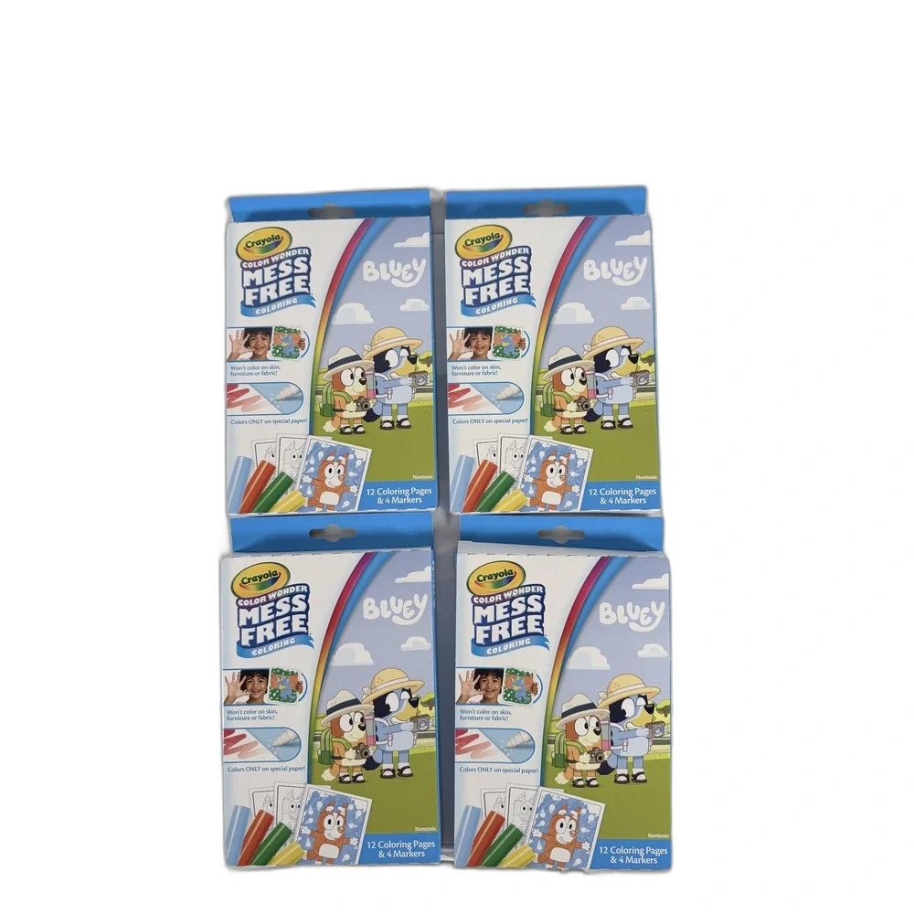 Crayola Color Wonder Mess Free Coloring Bluey 4 Pack Bundle 12 Pages 4 Markers